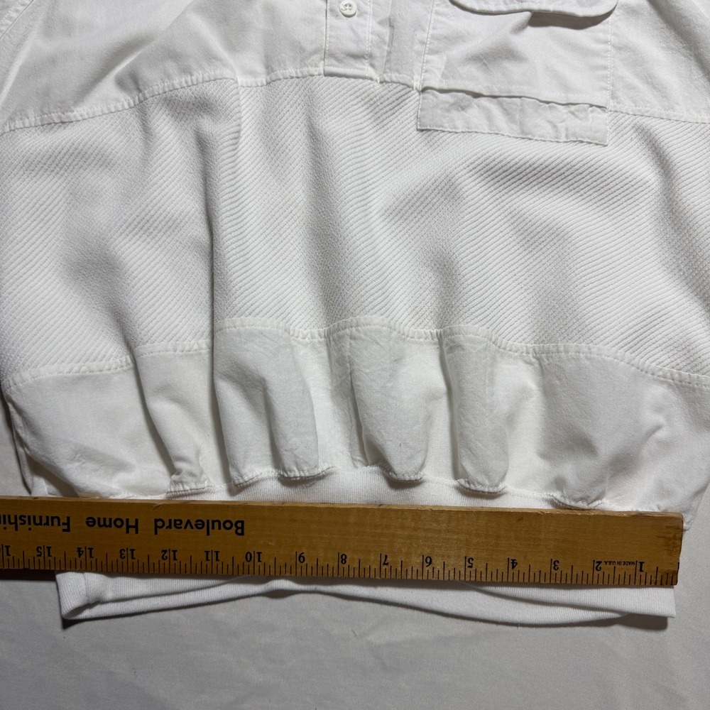 Alexxus Vintage White Textured Banded Bottom Polo Shirt Mens XL Retro 90s Taiwan - Picture 4 of 9